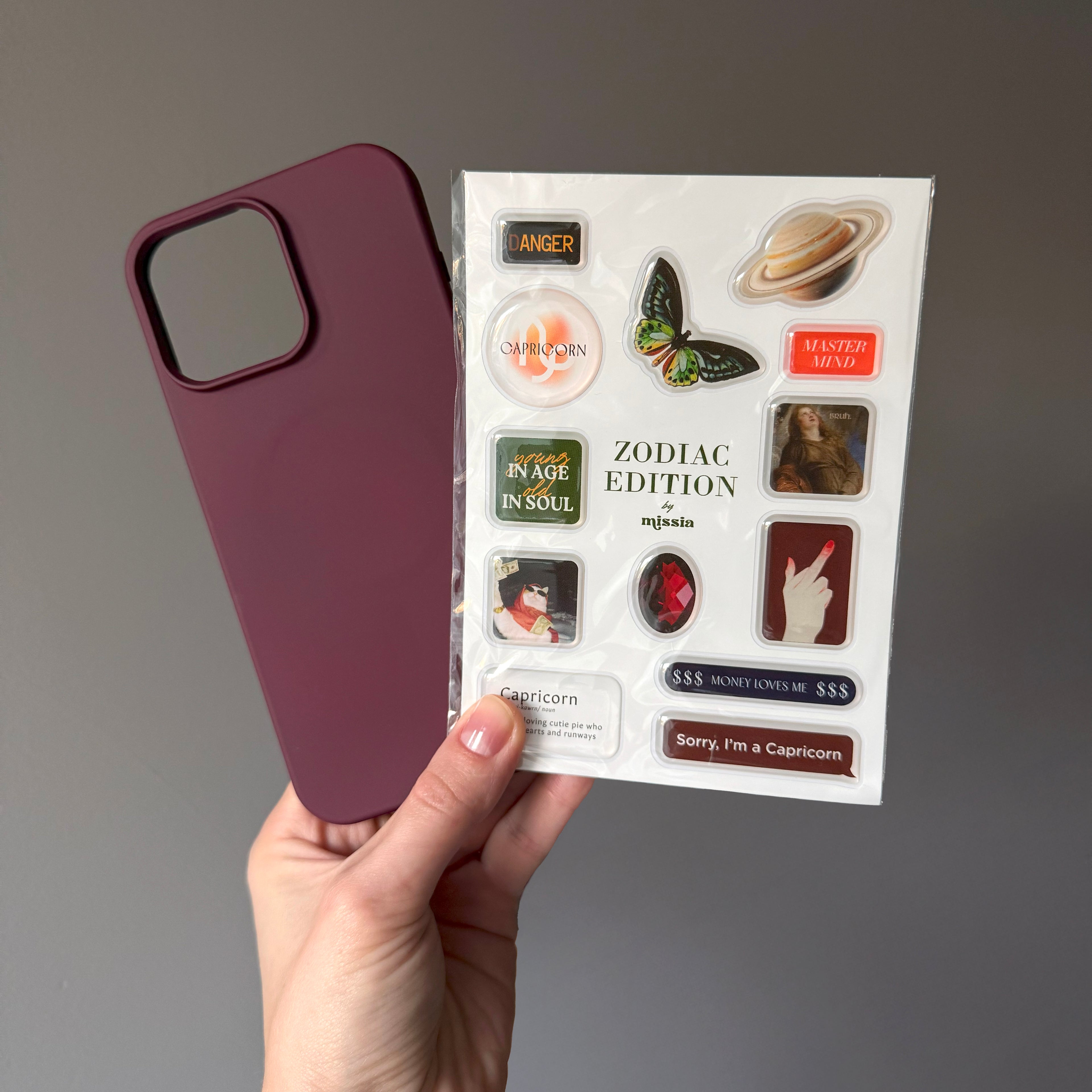 Capricorn Zodiac Epoxy 3D Sticker Set