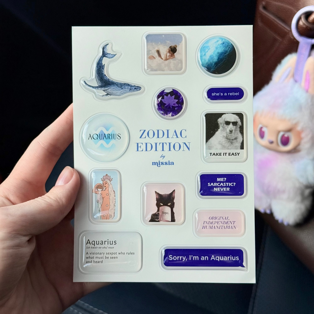 Aquarius Zodiac Epoxy 3D Sticker Set