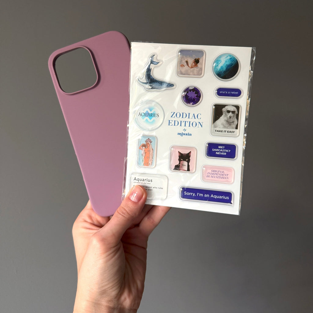 Aquarius Zodiac 3D Epoxy Sticker Set | Glossy Waterproof Vinyl Stickers for Phone, Laptop & Journals - MissiaVibes