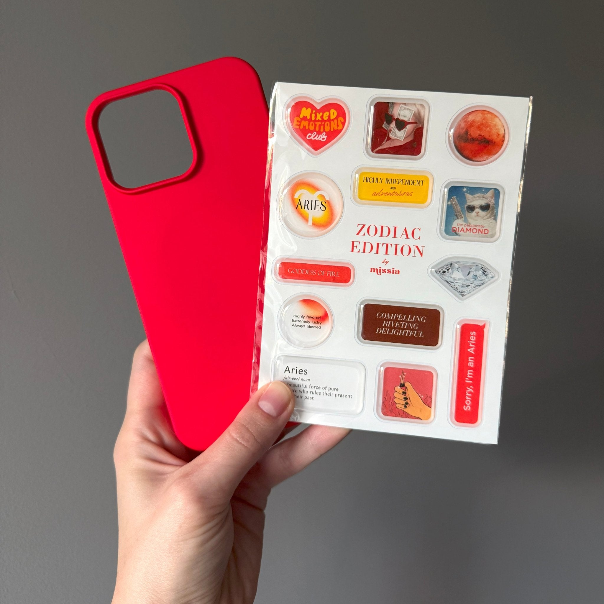 Aries Zodiac 3D Epoxy Sticker Set | Glossy Waterproof Vinyl Stickers for Phone, Laptop & Journals - MissiaVibes