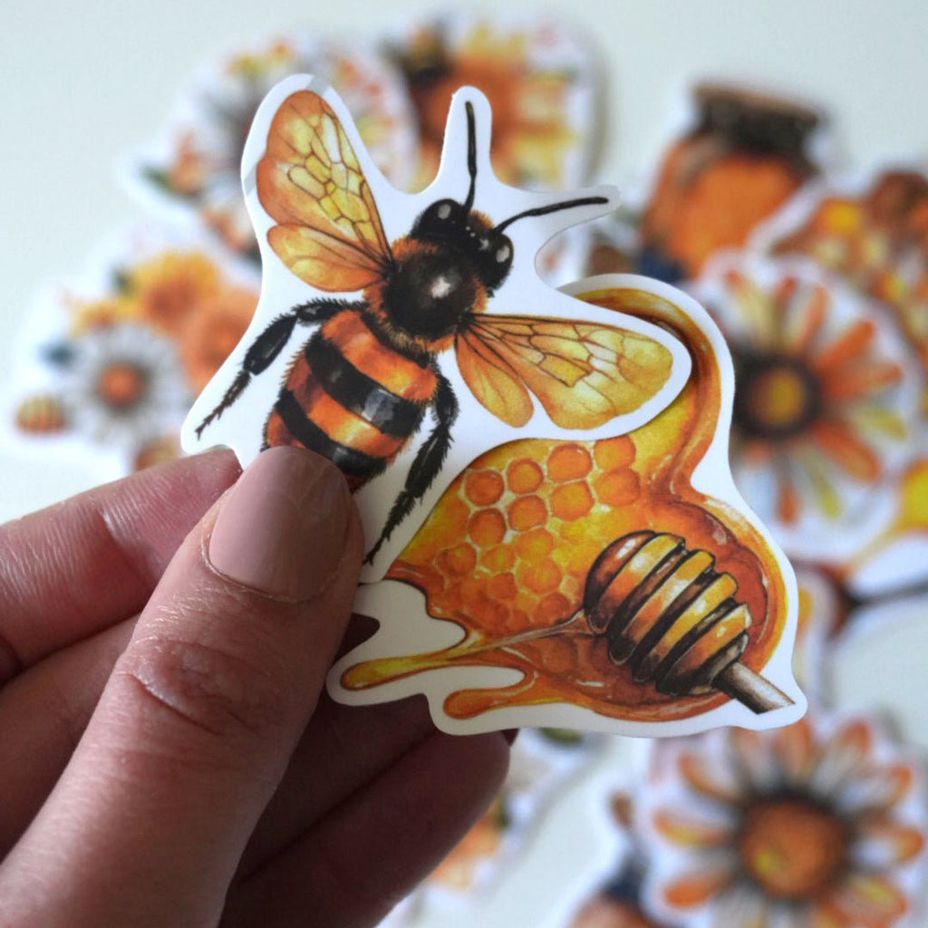 Bee & Honey Aesthetic Sticker Pack – 50 ct | Sunflower, Honeycomb & Cottagecore Set - MissiaVibes