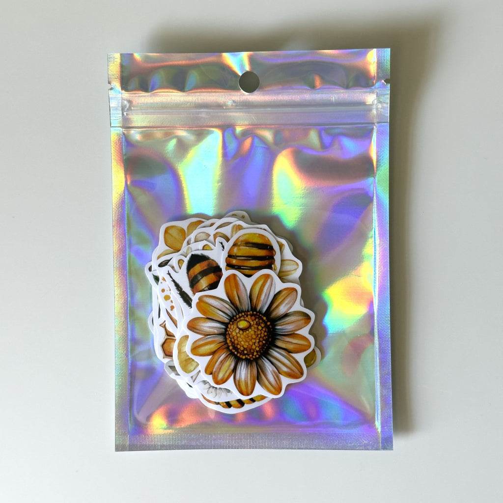 Bee & Honey Aesthetic Sticker Pack – 50 ct | Sunflower, Honeycomb & Cottagecore Set - MissiaVibes