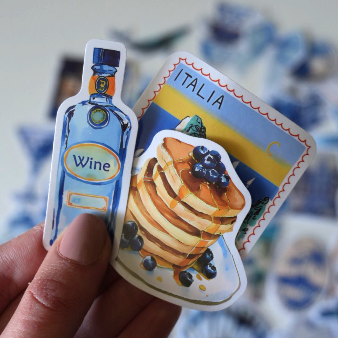 Blue Coastal Aesthetic Sticker Pack – 50 ct | Mediterranean & Summer Collage - MissiaVibes