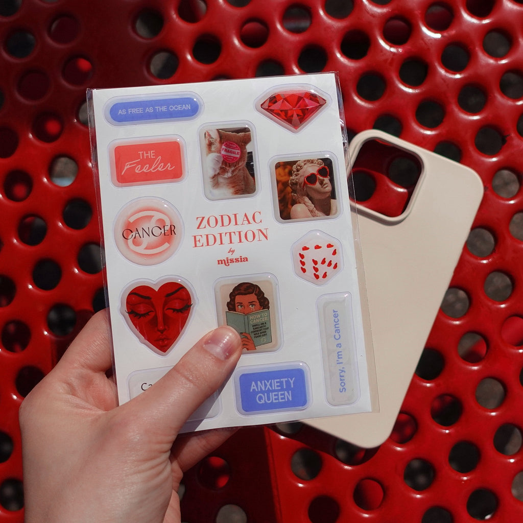 Cancer Zodiac 3D Epoxy Sticker Set | Glossy Waterproof Vinyl Stickers for Phone, Laptop & Journals - MissiaVibes