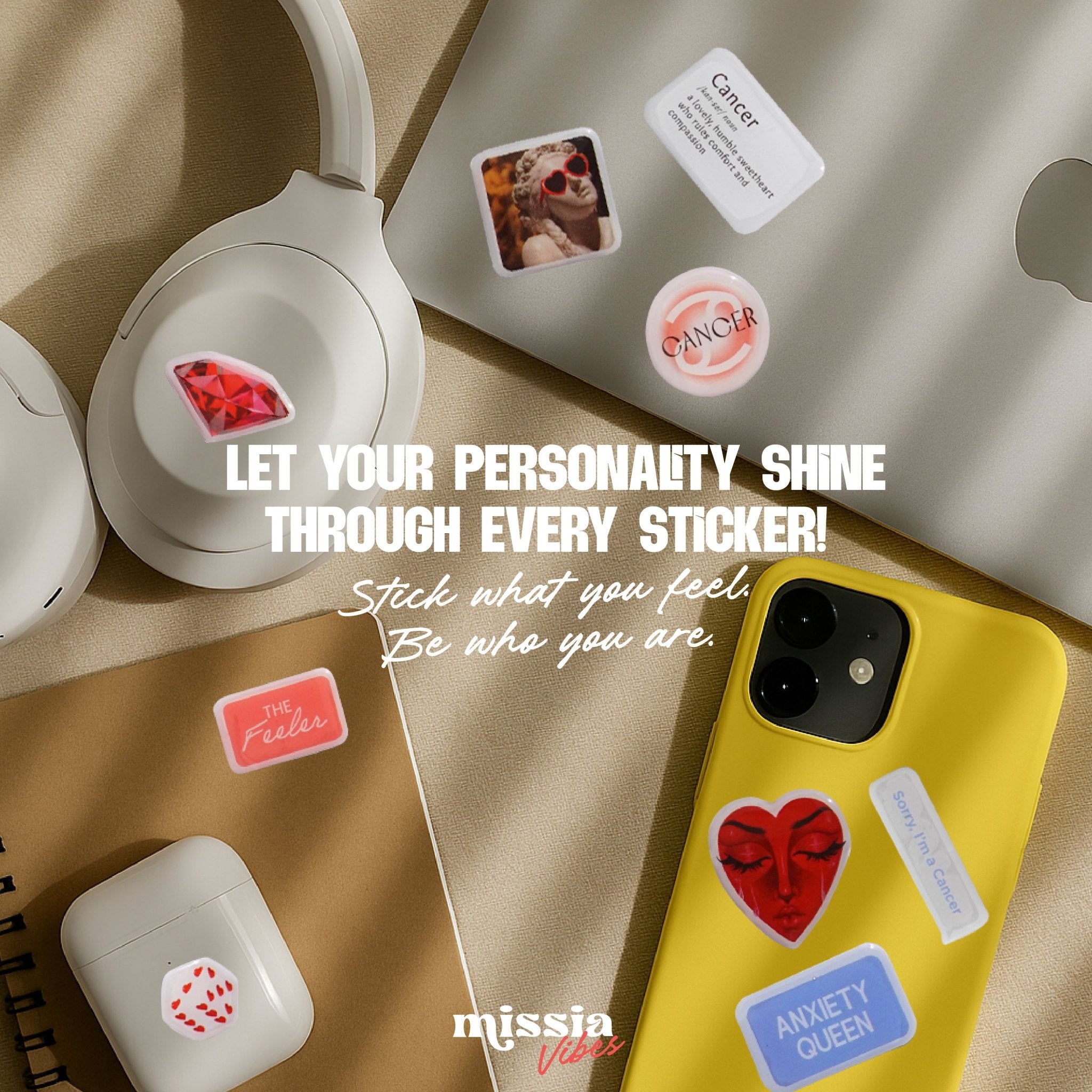 Cancer Zodiac 3D Epoxy Sticker Set | Glossy Waterproof Vinyl Stickers for Phone, Laptop & Journals - MissiaVibes