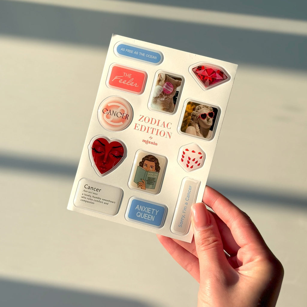 Cancer Zodiac 3D Epoxy Sticker Set | Glossy Waterproof Vinyl Stickers for Phone, Laptop & Journals - MissiaVibes