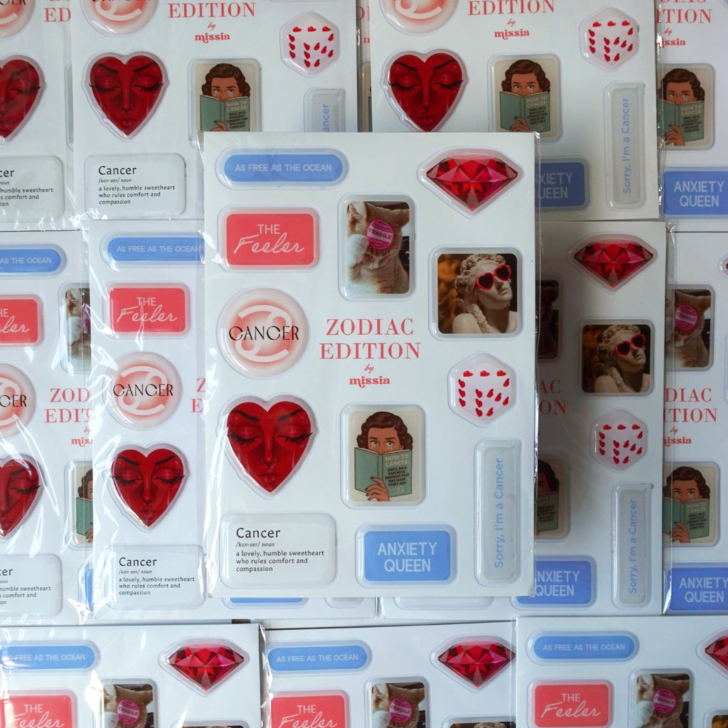 Cancer Zodiac 3D Epoxy Sticker Set | Glossy Waterproof Vinyl Stickers for Phone, Laptop & Journals - MissiaVibes