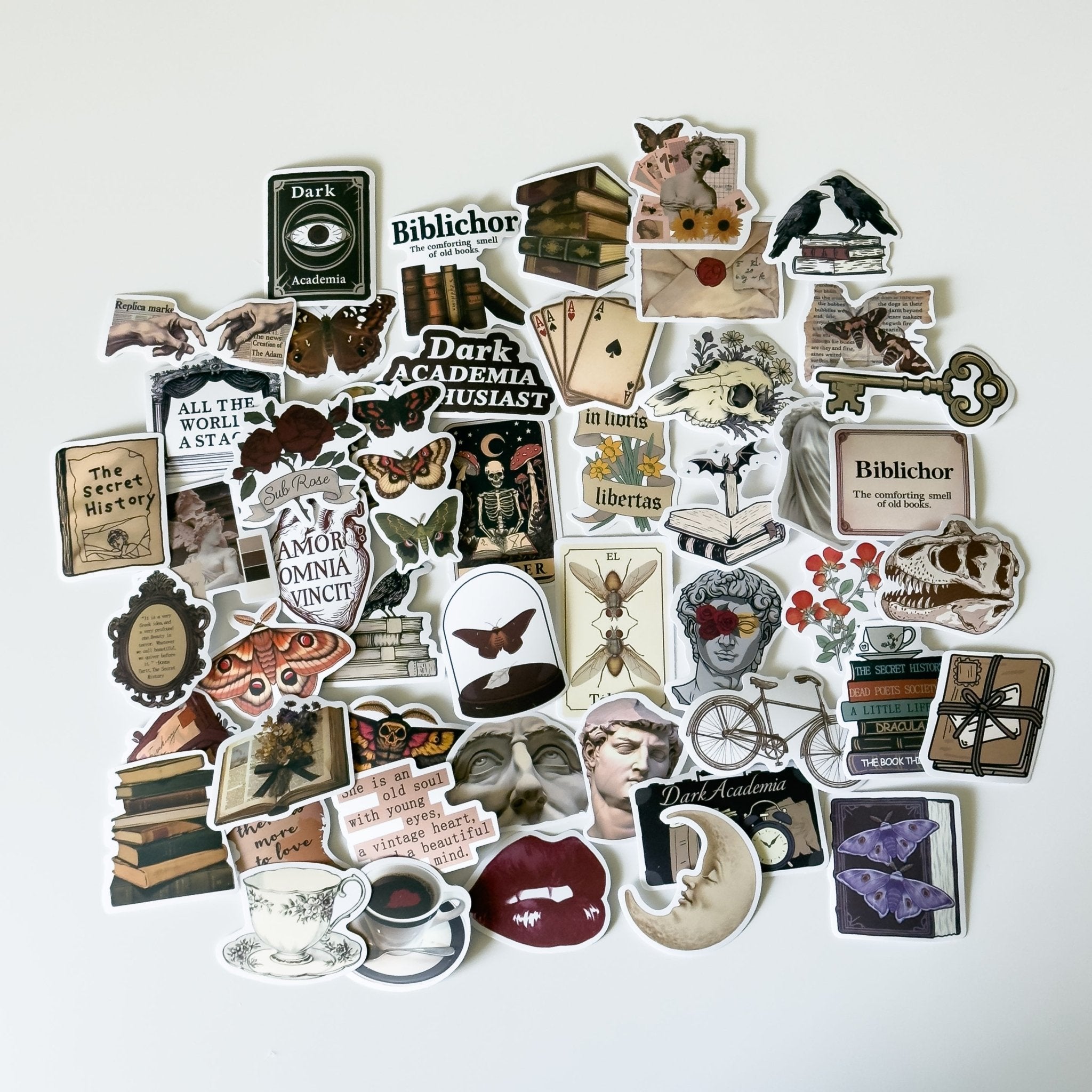 Dark Academia Sticker Pack – 50 ct | Books, Vintage & Moody Aesthetic - MissiaVibes