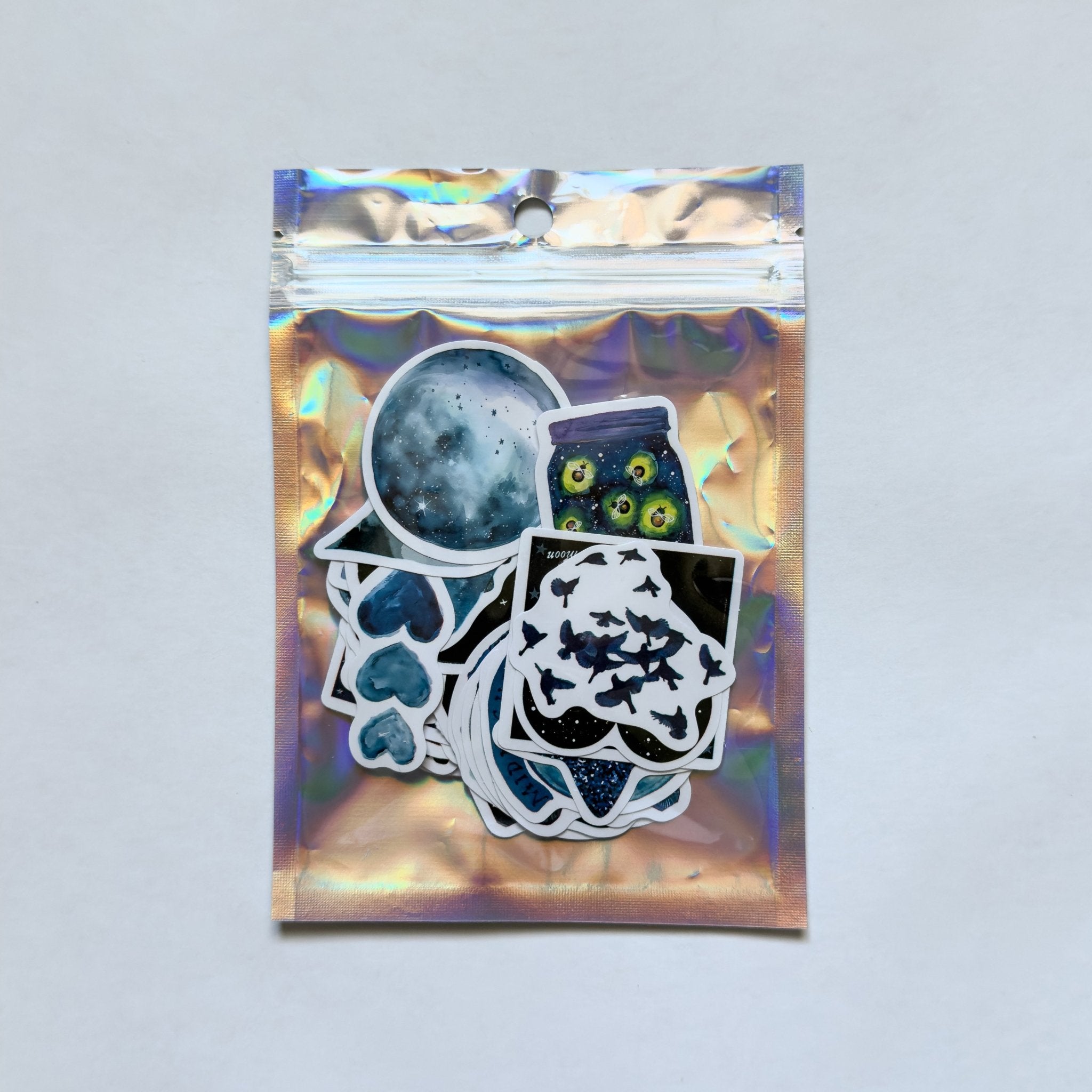 Dark Blue Aesthetic Stickers – 50 pcs | Midnight, Moon & Cosmic Collage Pack - MissiaVibes