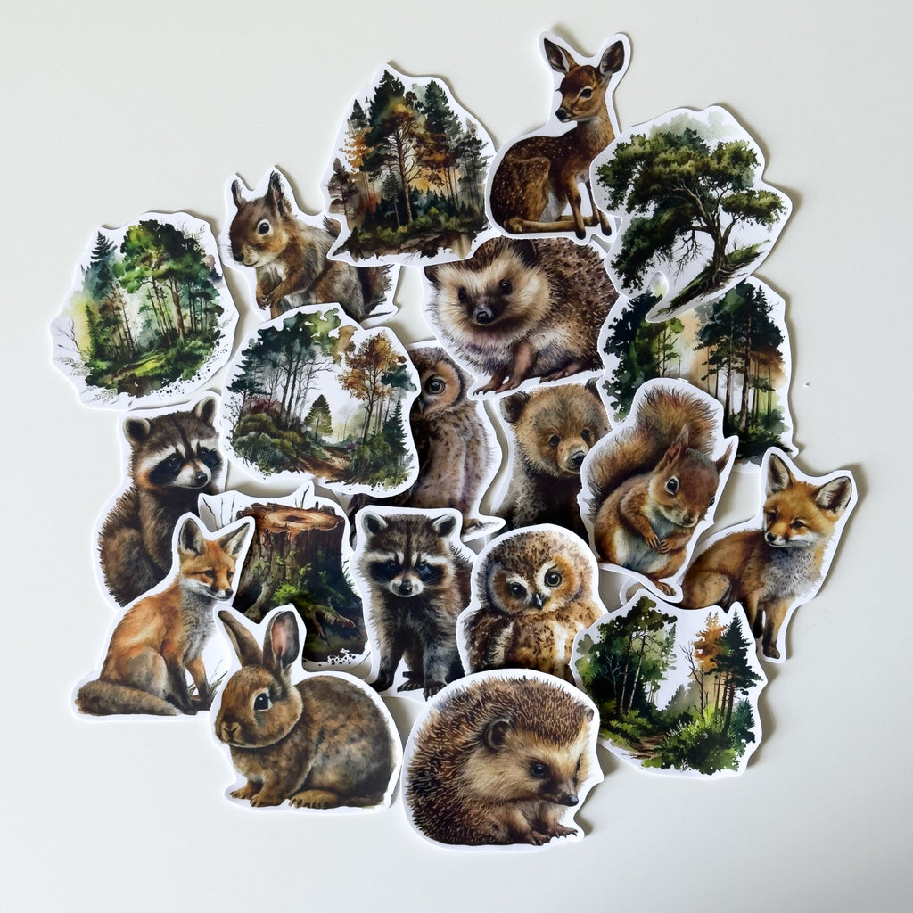 Forest Animal Sticker Pack – 20 ct | Woodland Creatures & Nature Aesthetic - MissiaVibes