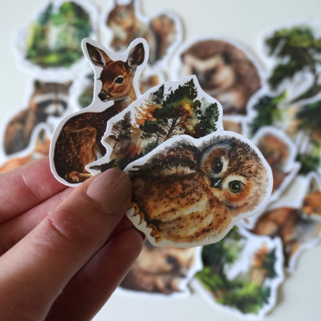 Forest Animal Sticker Pack – 20 ct | Woodland Creatures & Nature Aesthetic - MissiaVibes