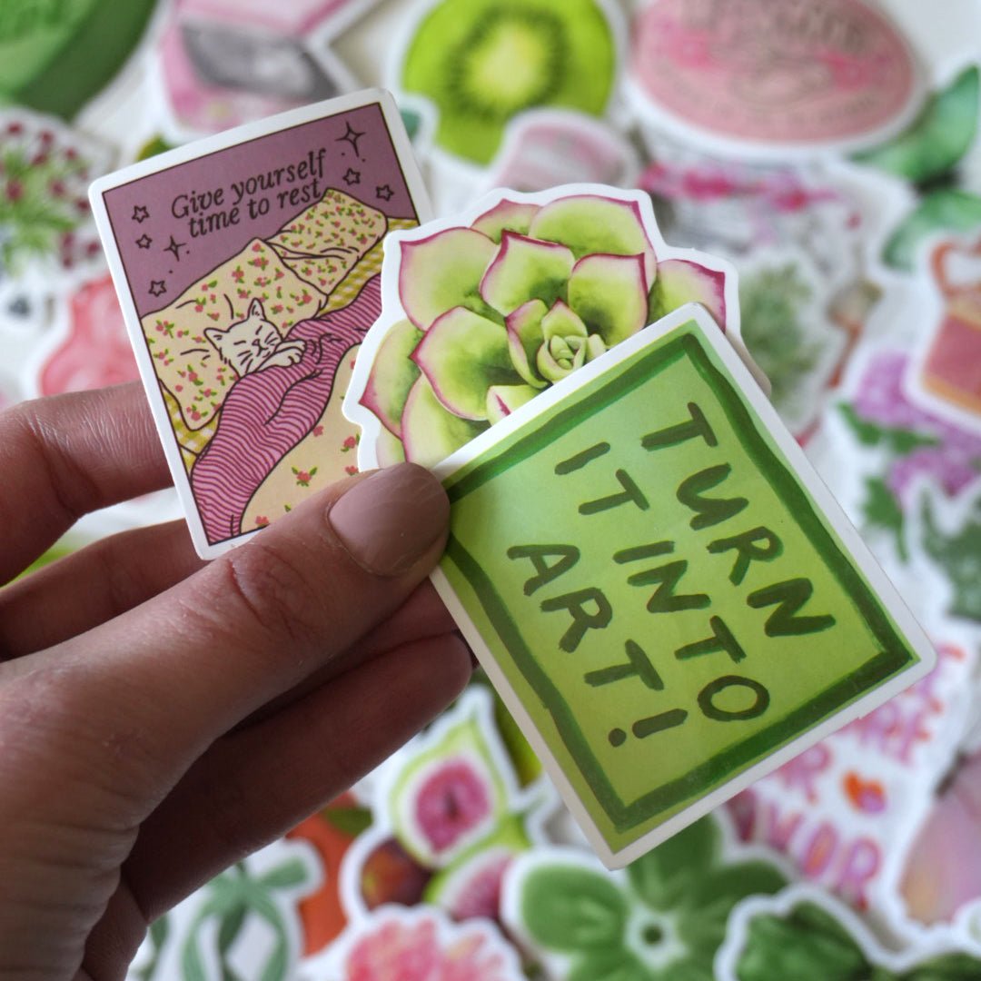 Green Vintage Sticker Pack – 50 ct | Cottagecore & Nature Aesthetic Set - MissiaVibes