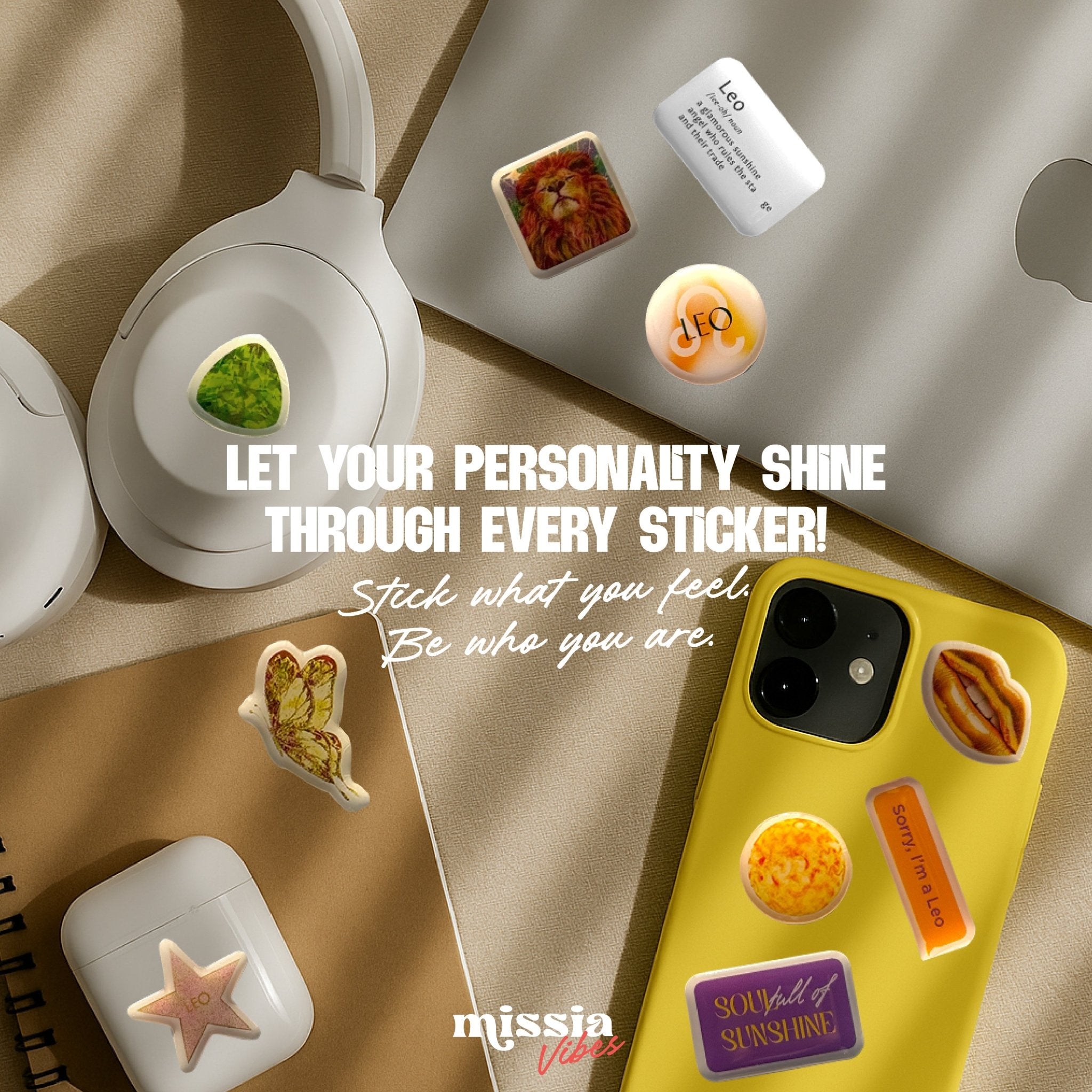 Leo Zodiac 3D Epoxy Sticker Set | Glossy Waterproof Vinyl Stickers for Phone, Laptop & Journals - MissiaVibes