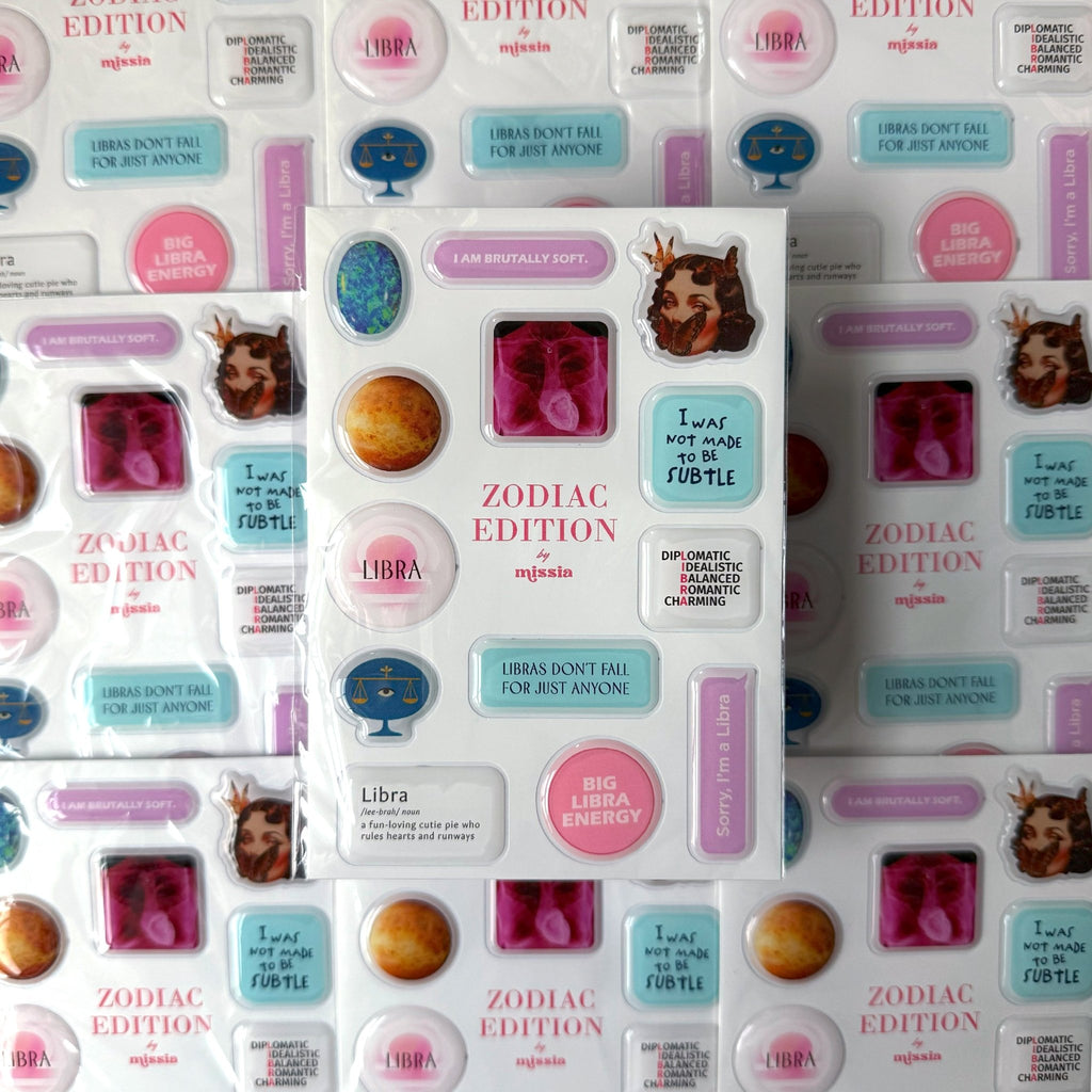 Libra Zodiac 3D Epoxy Sticker Set | Glossy Waterproof Vinyl Stickers for Phone, Laptop & Journals - MissiaVibes