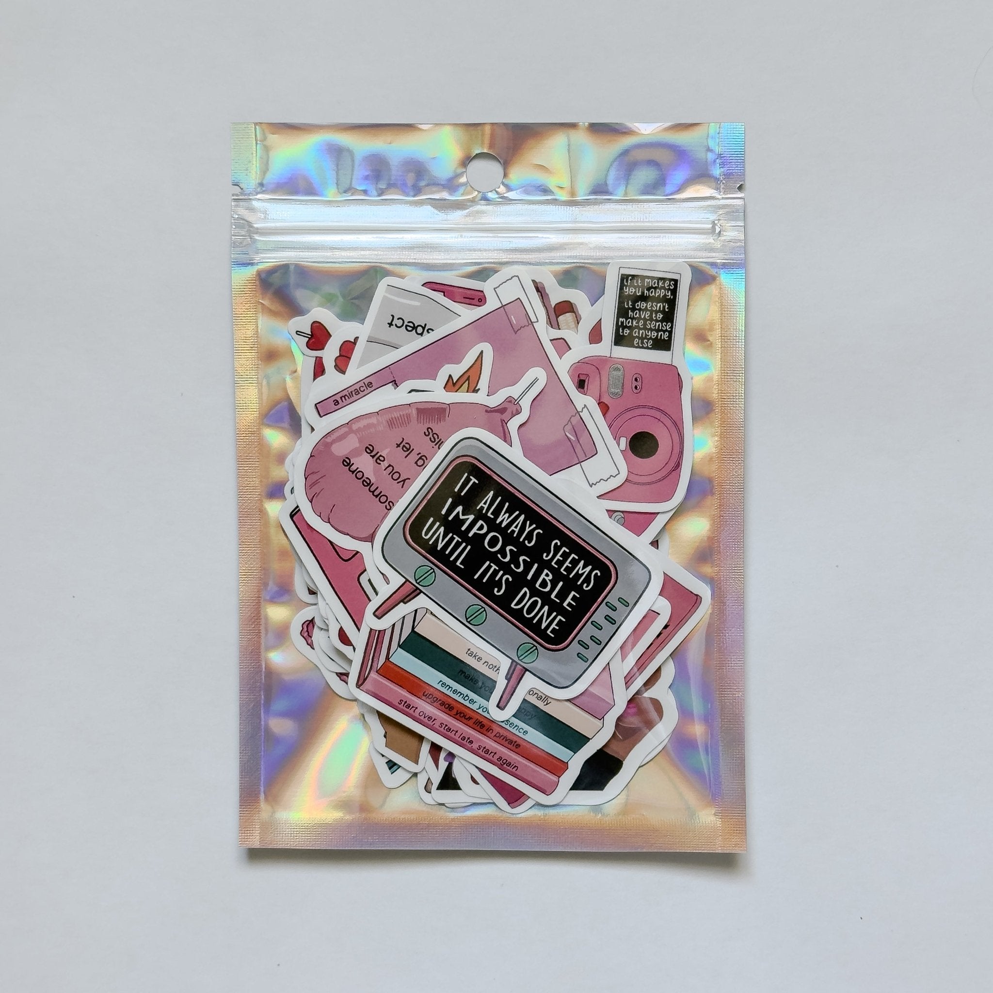 Pink Self Love Aesthetic Stickers – 50 pcs | Motivational Quotes, Healing & Girl Therapy Collage Pack - MissiaVibes