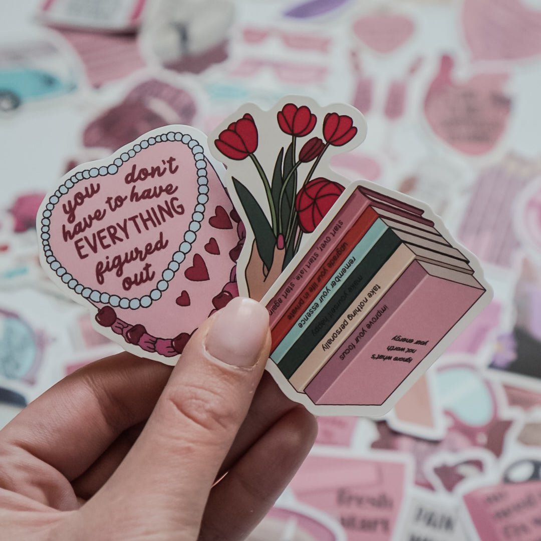 Pink Self Love Aesthetic Stickers – 50 pcs | Motivational Quotes, Healing & Girl Therapy Collage Pack - MissiaVibes