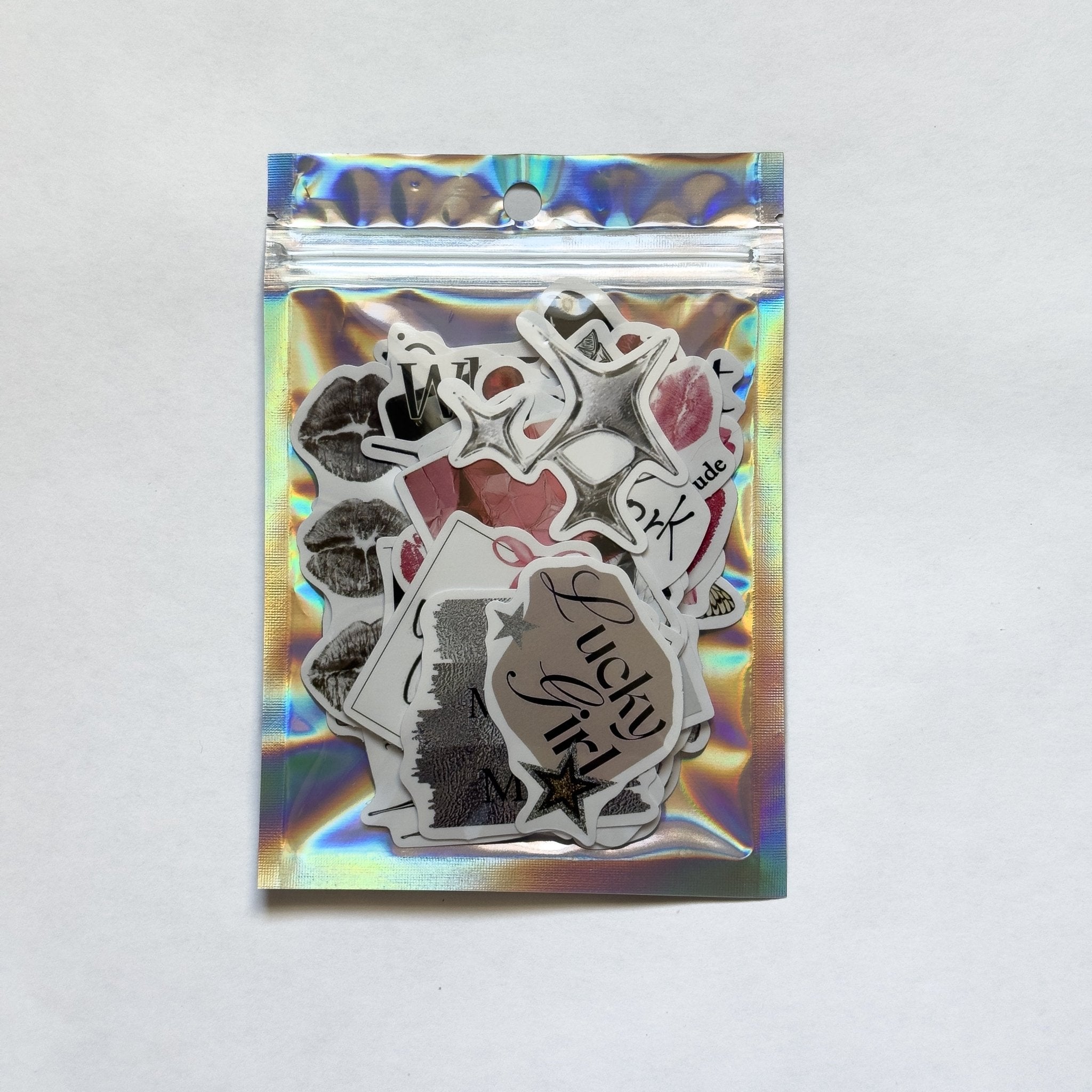 Pink & Silver Aesthetic Stickers – 50 pcs | Coquette Glam, Leopard & Y2K Collage Pack - MissiaVibes