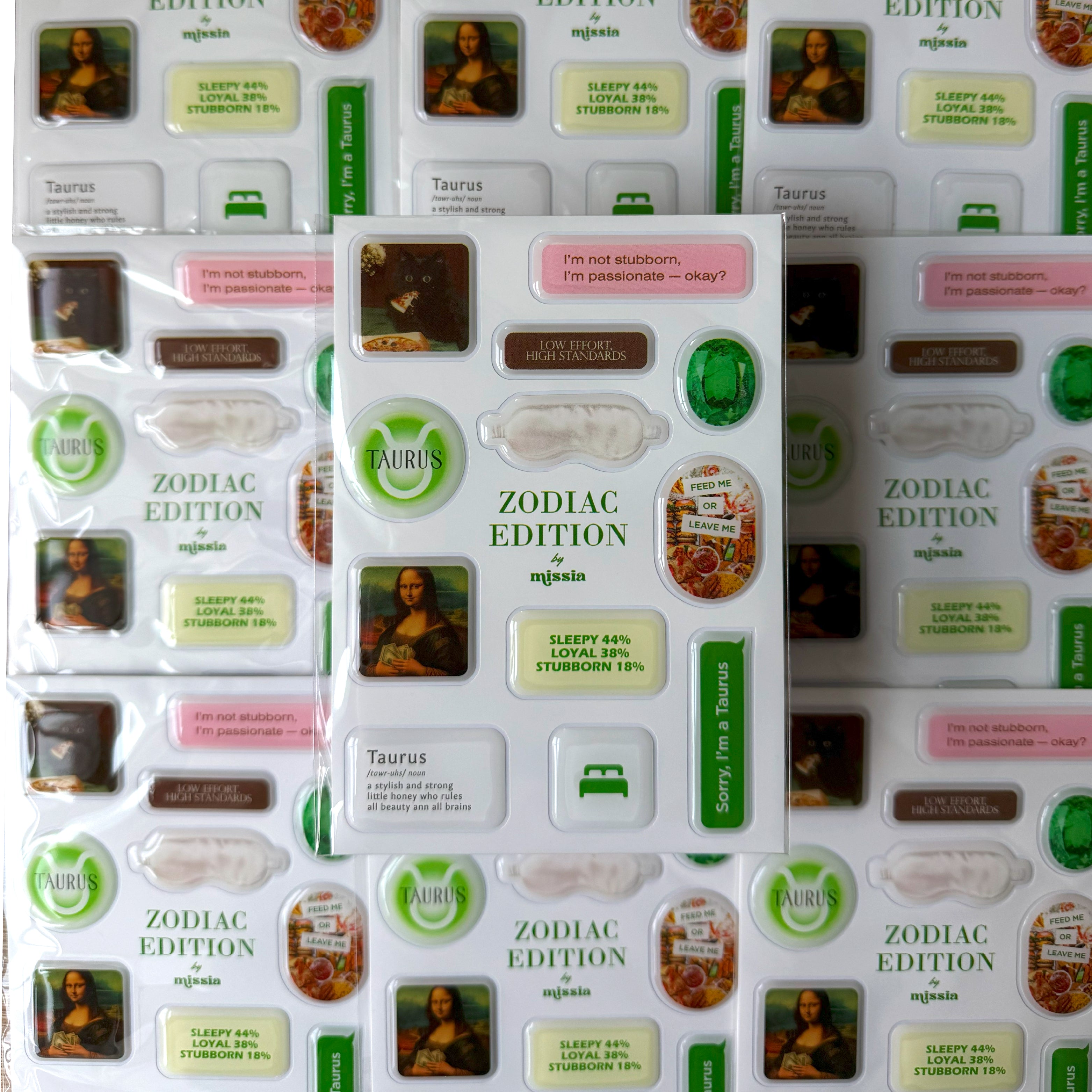 Taurus Zodiac Epoxy 3D Sticker Set