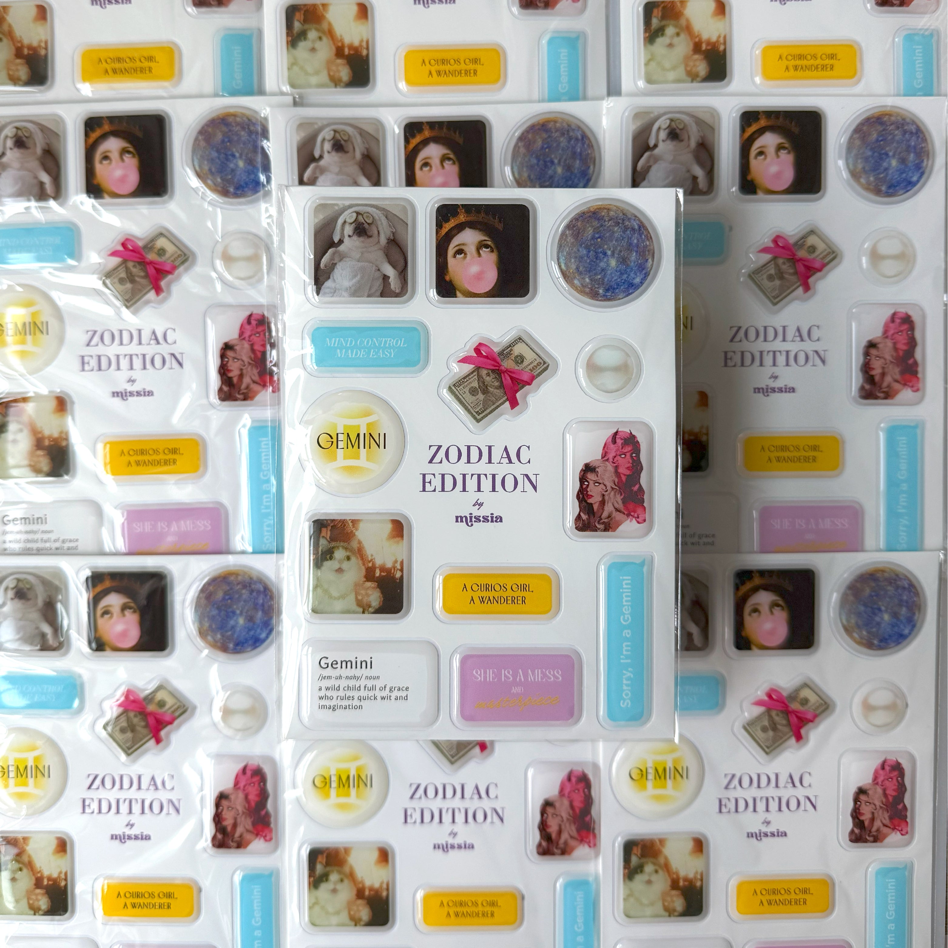 Gemini Zodiac Epoxy 3D Sticker Set