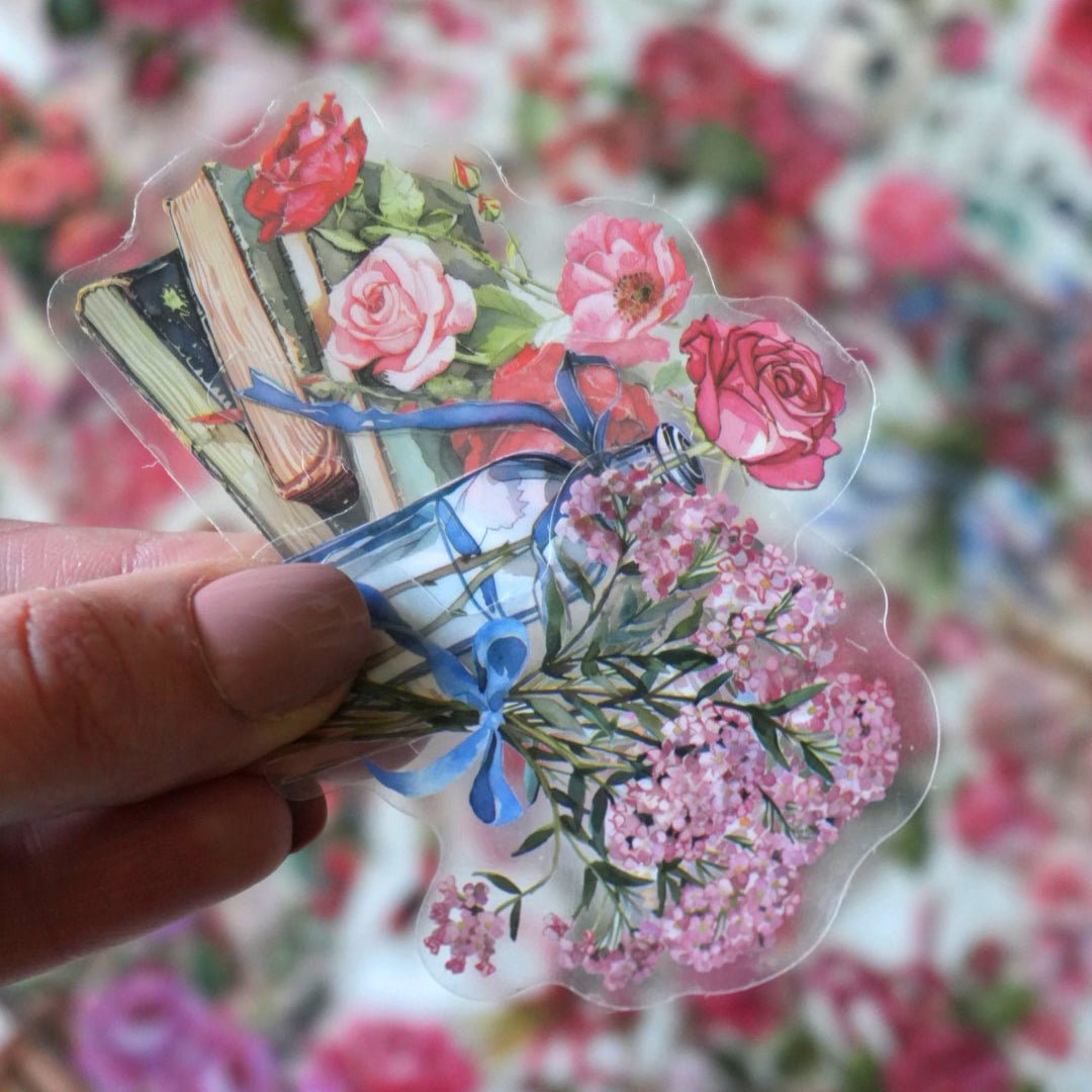 Romantic Floral Sticker Pack – 50 ct | Vintage Roses & Soft Aesthetic Collage - MissiaVibes