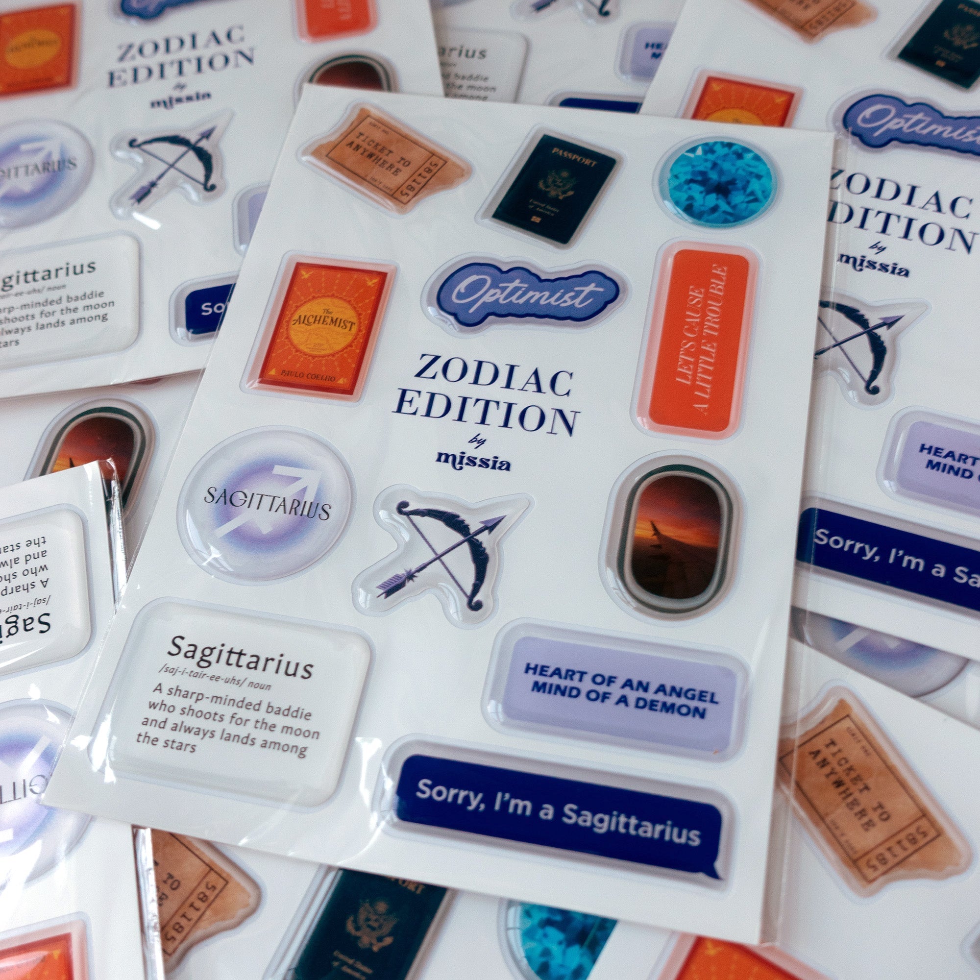 Sagittarius Zodiac Epoxy Sticker Set | Glossy Vinyl Stickers for Tech & Journals - MissiaVibes