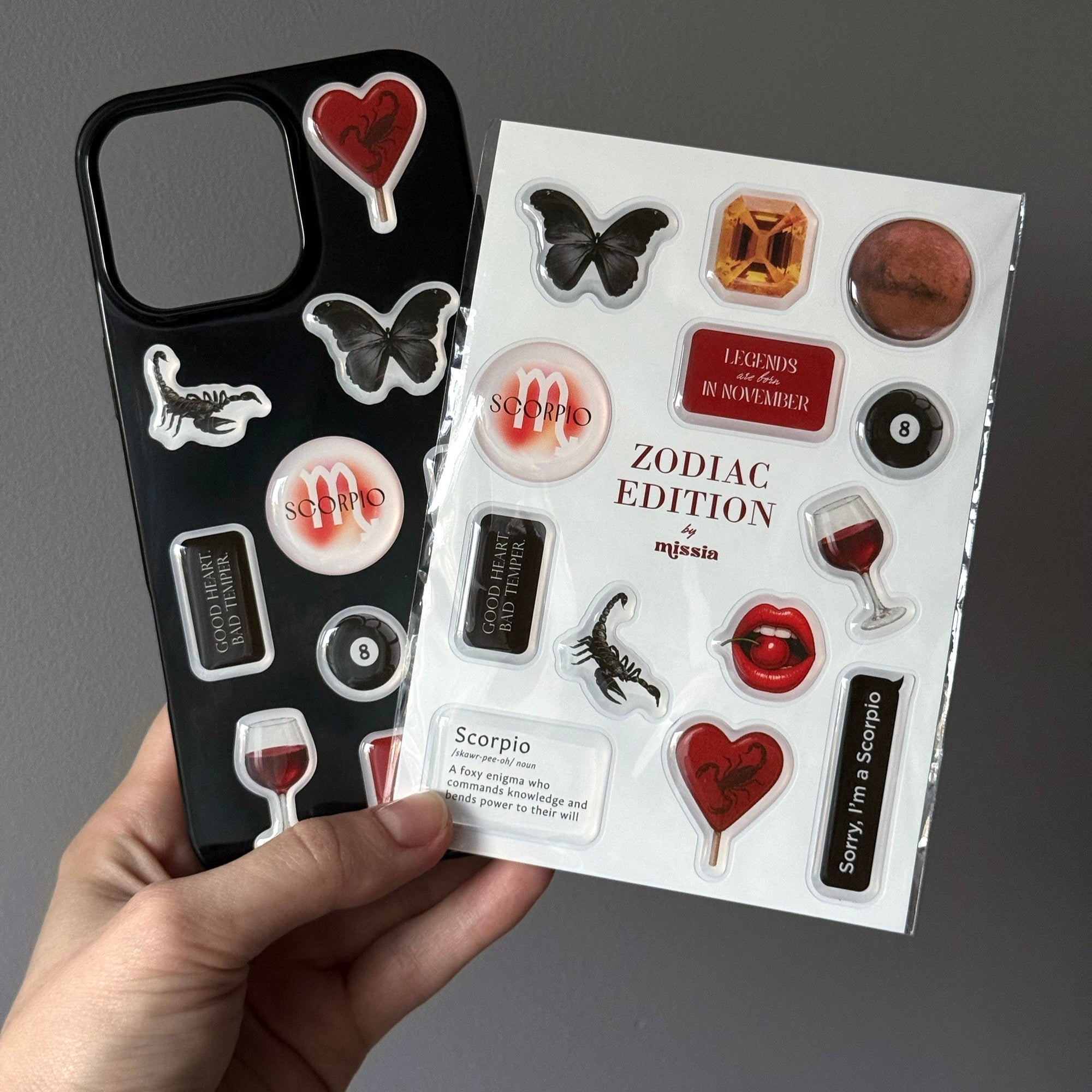 Scorpio Zodiac 3D Epoxy Sticker Set | Glossy Waterproof Vinyl Stickers for Phone, Laptop & Journals - MissiaVibes