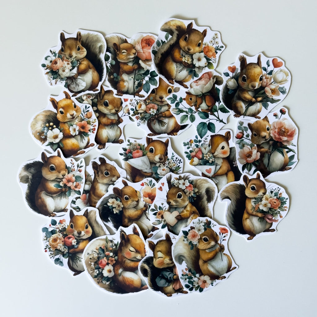 Squirrel Aesthetic Sticker Pack – 20 ct | Cozy Woodland Vibes - MissiaVibes