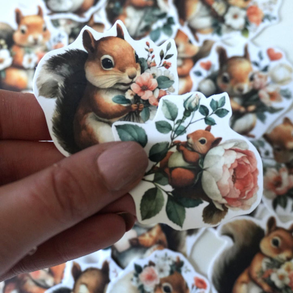Squirrel Aesthetic Sticker Pack – 20 ct | Cozy Woodland Vibes - MissiaVibes