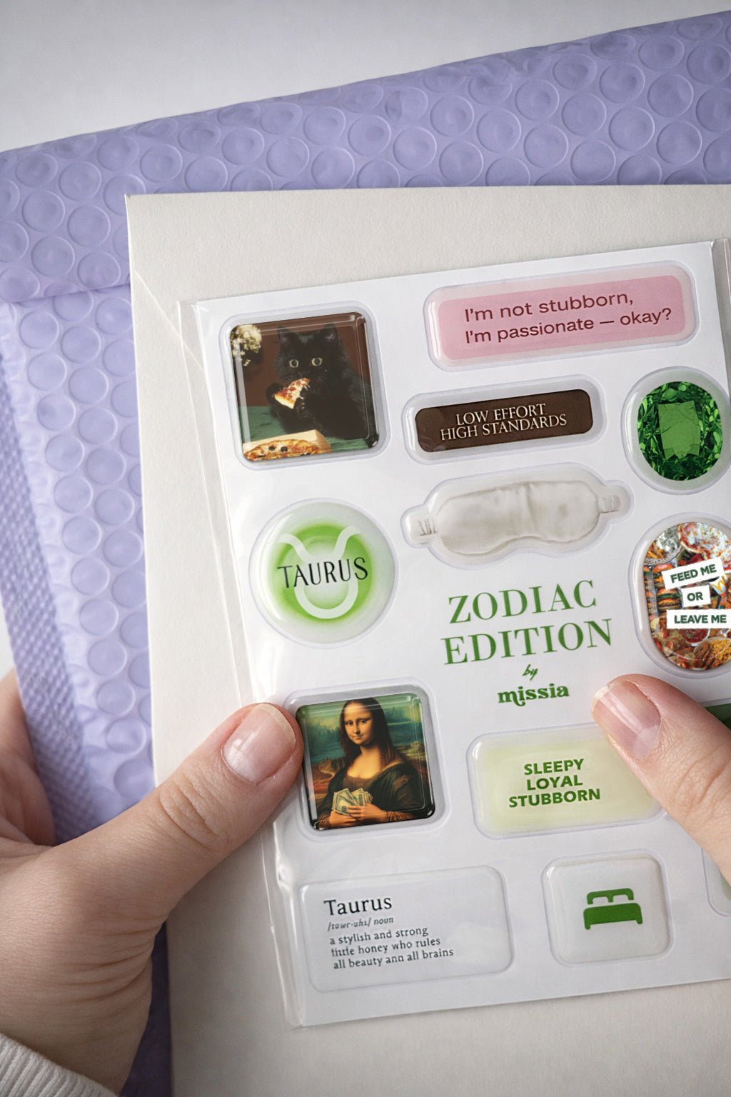 Taurus Zodiac 3D Epoxy Sticker Set | Glossy Waterproof Vinyl Stickers for Phone, Laptop & Journals - MissiaVibes