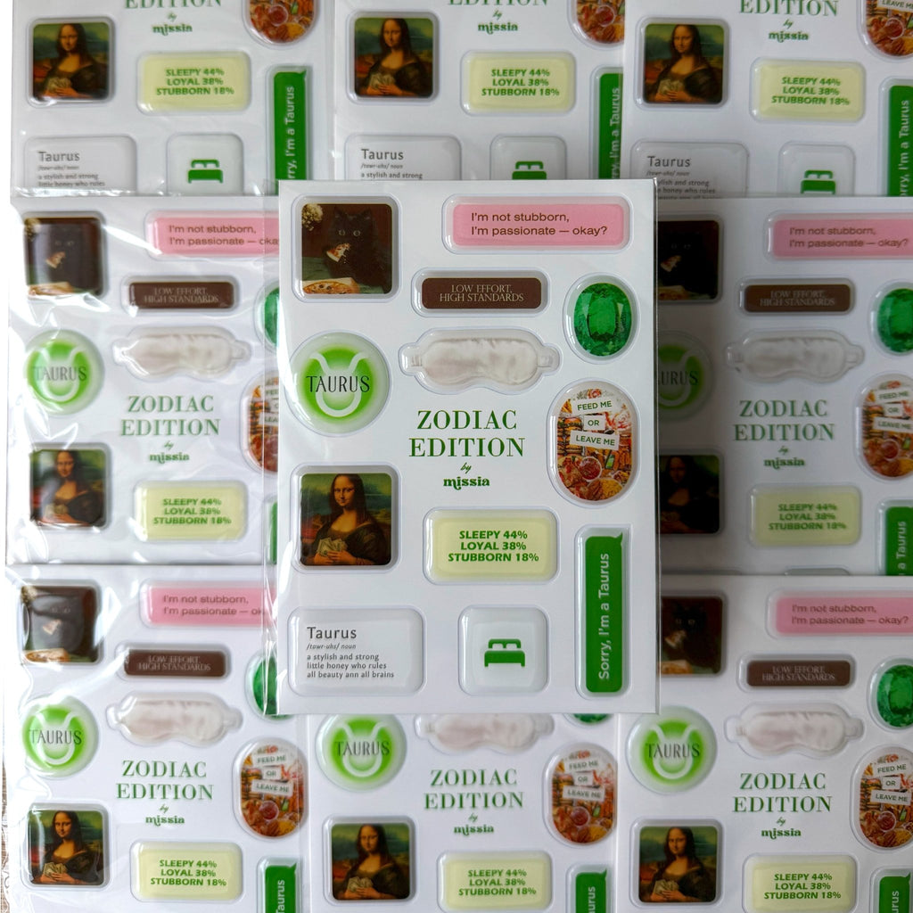 Taurus Zodiac 3D Epoxy Sticker Set | Glossy Waterproof Vinyl Stickers for Phone, Laptop & Journals - MissiaVibes