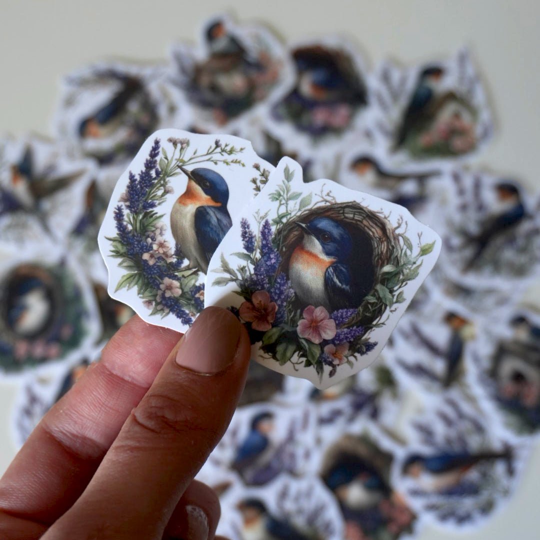 Vintage Bird Sticker Pack – 30 ct | Nature, Floral & Cottagecore Aesthetic - MissiaVibes