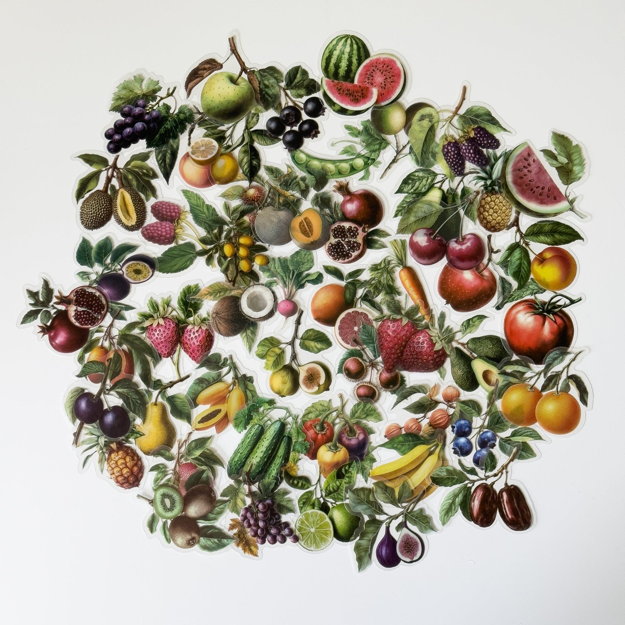 Vintage Fruit Sticker Pack – 50 ct | Botanical Aesthetic & Nature Collage - MissiaVibes