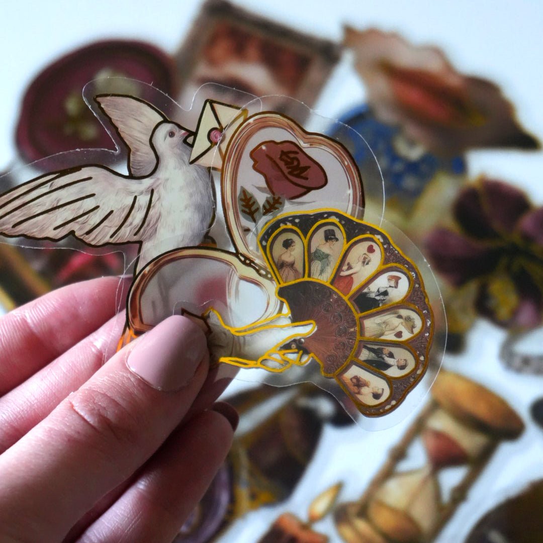 Vintage Gothic Aesthetic Sticker Pack – 50 ct | Dark Academia & Antique Collage - MissiaVibes