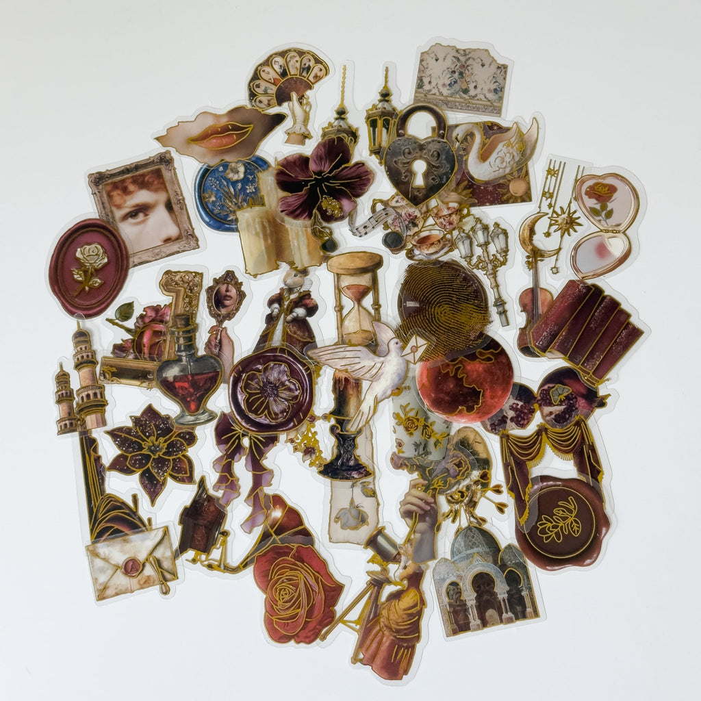 Vintage Gothic Aesthetic Sticker Pack – 50 ct | Dark Academia & Antique Collage - MissiaVibes
