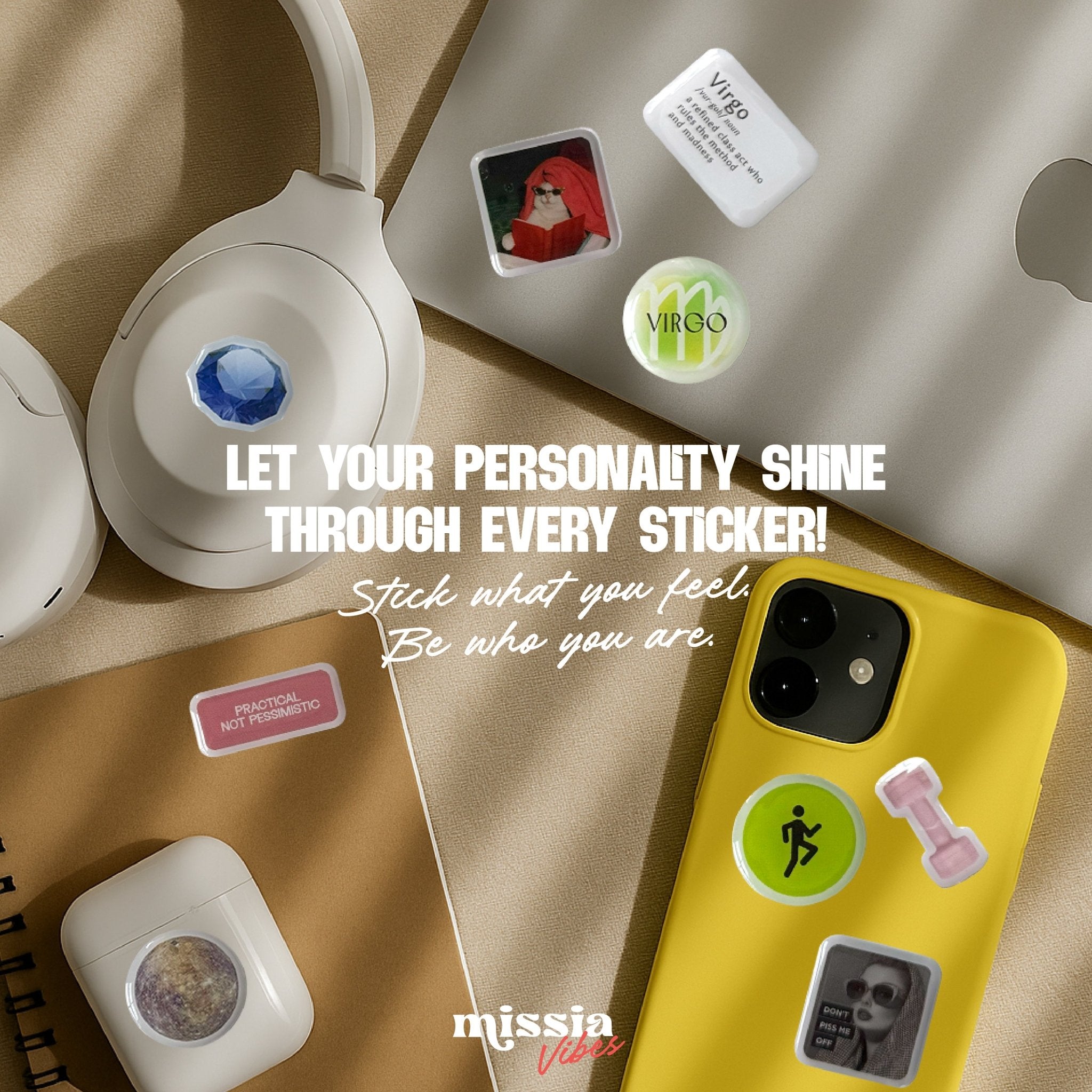Virgo Zodiac 3D Epoxy Sticker Set | Glossy Waterproof Vinyl Stickers for Phone, Laptop & Journals - MissiaVibes